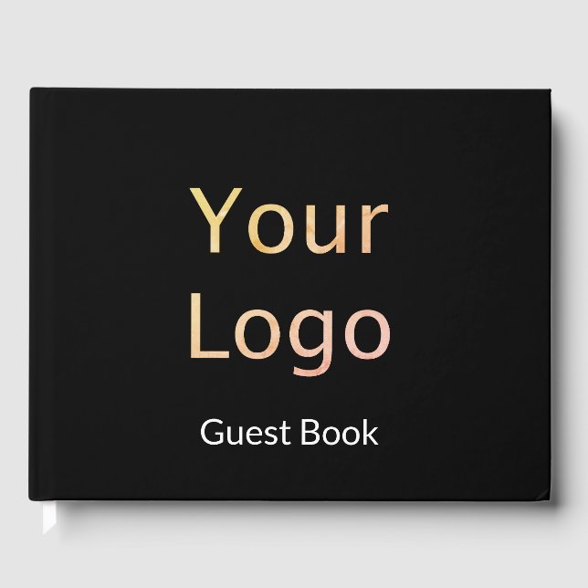 Business Black and White Text & Your Logo Template Guest Book (Front)