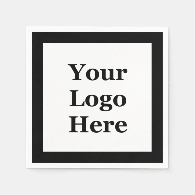 Business Black and White Your Logo Here Template Napkin (Front)