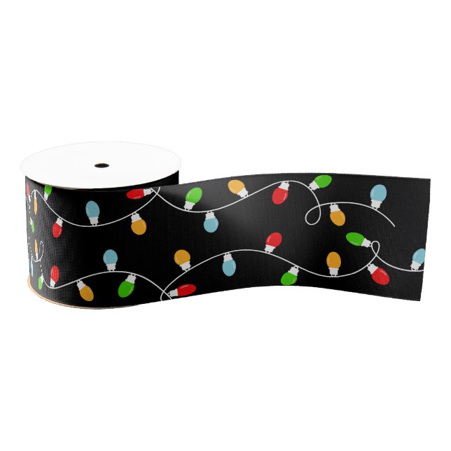 Business Black Christmas Lights Grosgrain Ribbon (Spool)