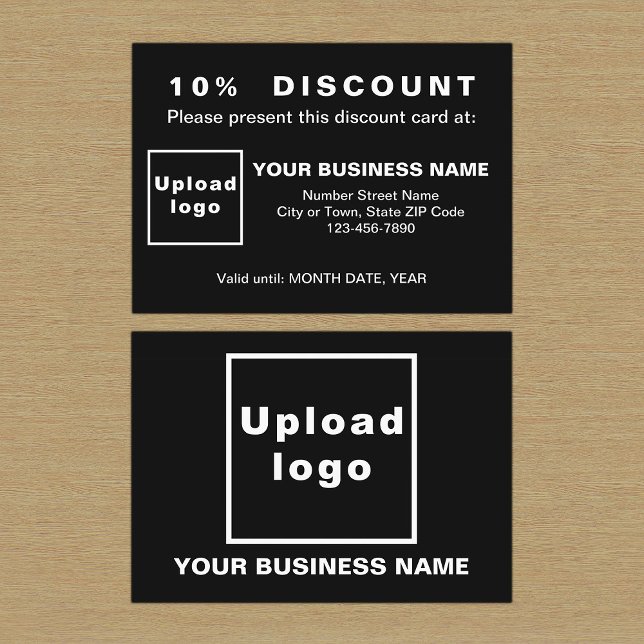 Business Black Discount Card (Front and back sides of black discount card for your business. Attract more customers or clients.)