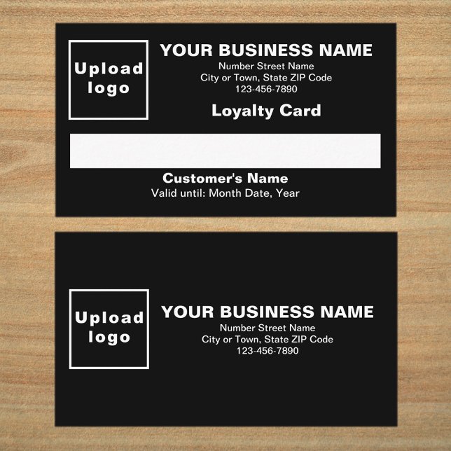 Business Black Flat Loyalty Card (Front and back sides of black loyalty card. Loyalty card for your loyal customers.)