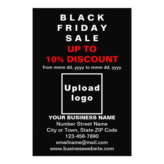 Business Black Friday Sale on Black Photo Paper Print (Front)