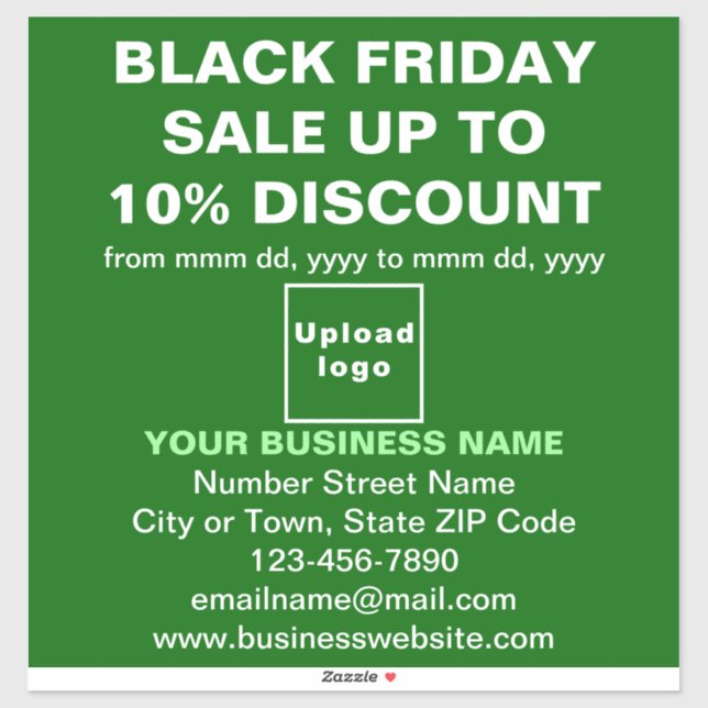 Business Black Friday Sale on Green Vinyl Sticker (Sheet)