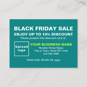 Business Black Friday Sale on Teal Green Discount Card