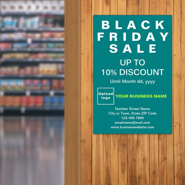 Business Black Friday Sale Teal Green Poster (Black Friday Sale on teal green poster)