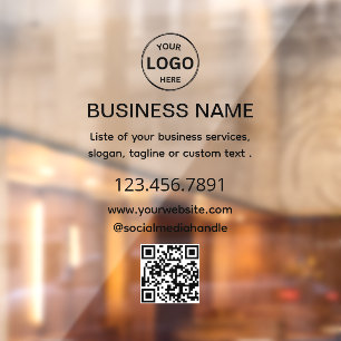 Business Black Logo QR Code Window Cling