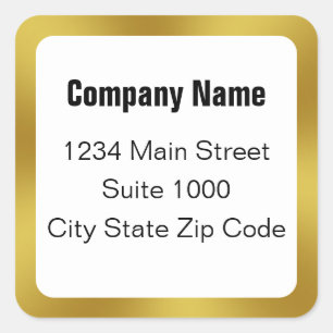 Business Black White and Gold Elegant Address Square Sticker