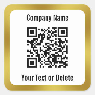 Business Black White Gold Your QR Code and Text Square Sticker