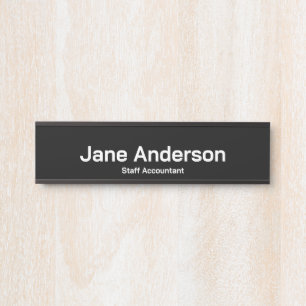 Business Black White Name Bold Job Title Office Door Sign