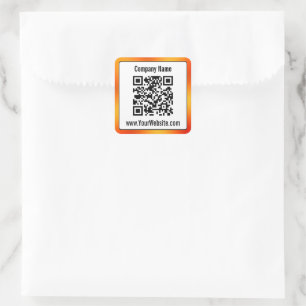 Business Black White Orange Gradient Text QR Code Square Sticker