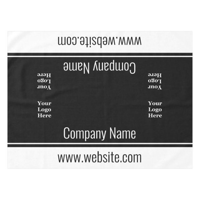 Business Black White Text Your Logo Here Template Tablecloth (Front (Horizontal))
