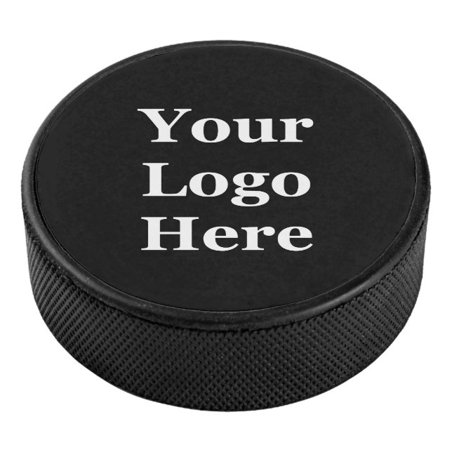 Business Black Your Logo Here Template Hockey Puck (3/4)
