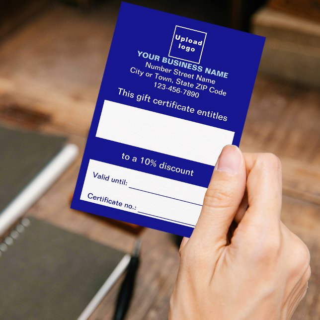 Business Blue Gift Certificate (Customer holding business blue gift certificate)