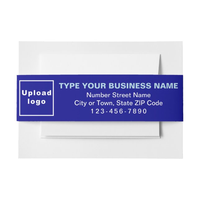 Business Blue Landscape Format Invitation Belly Band (Front Example)