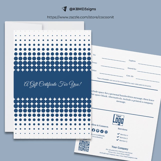 Business Blue White Brand Colour Gift Certificate (Business Blue White Brand Color Gift Certificate)