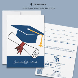 Business Blue White Graduation Gift Certificate