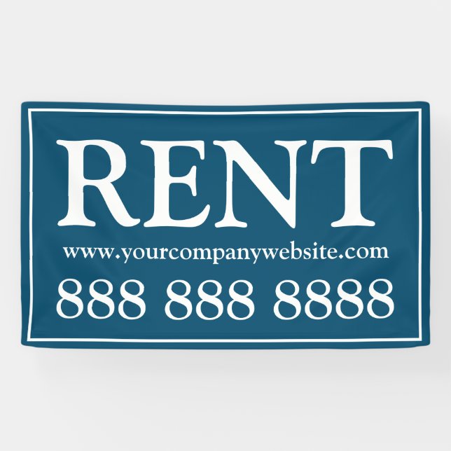 Business Blue White Rent Website Phone Banner (Horizontal)