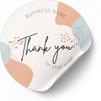 Business Boho Botanical Thank You For Your Order  Classic Round Sticker