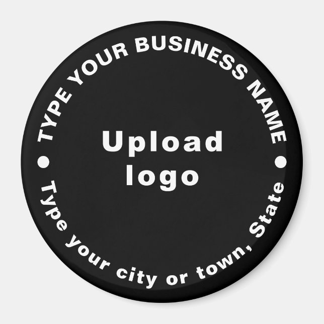 Business Brand Black Round Shape Magnet (Front)