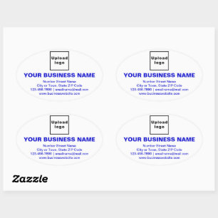 Business Brand Blue Texts on White Oval Sticker