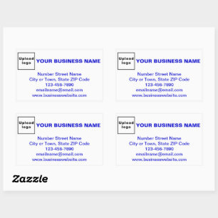 Business Brand Blue Texts on White Rectangular Sticker