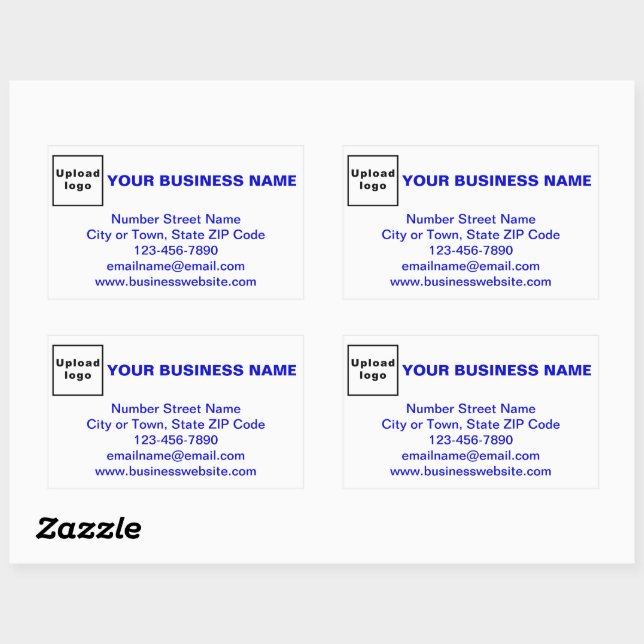 Business Brand Blue Texts on White Rectangular Sticker (Sheet)