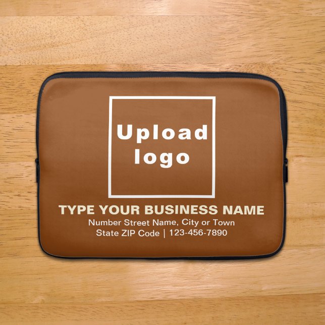 Business Brand Brown Laptop Sleeve (Your business brand on brown laptop sleeve.)