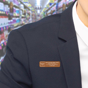 Business Brand Brown Long Rectangle Name Tag