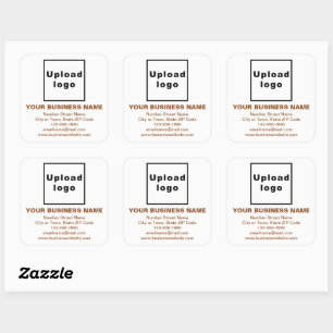 Business Brand Brown Texts on White Square Sticker