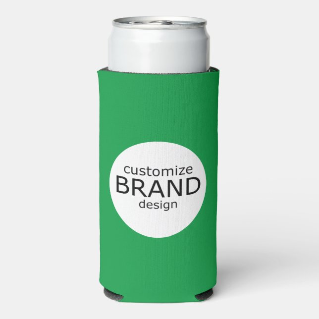Business Brand Company Logo Green White Seltzer Can Cooler (Seltzer Back)