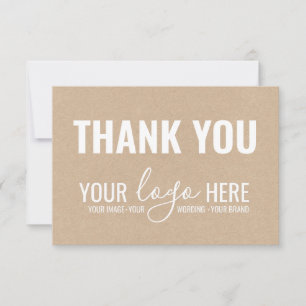 Business Brand Company Logo White Kraft Thank You Card