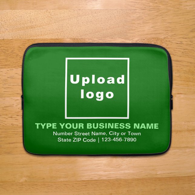Business Brand Green Laptop Sleeve (Your business brand on green laptop sleeve.)