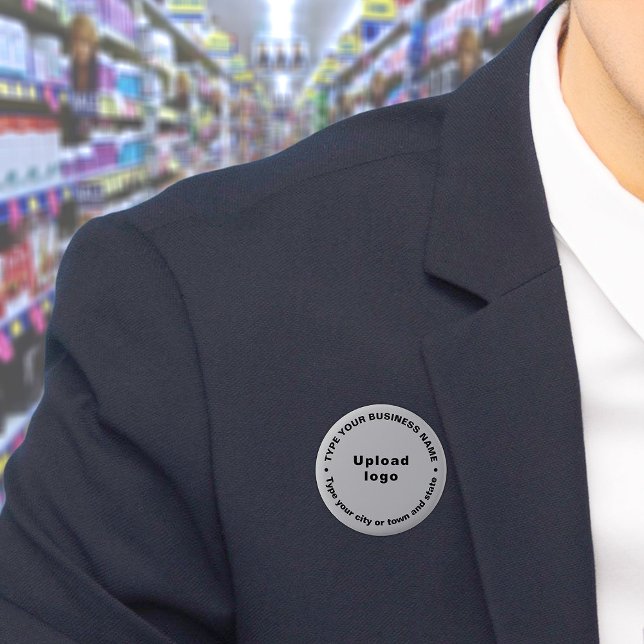 Business Brand Grey Round Button (Build brand name awareness. Circular business brand texts on gray button.)