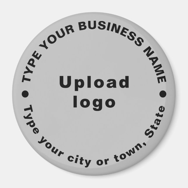 Business Brand Grey Round Shape Magnet (Front)