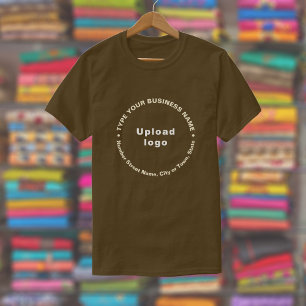 Business Brand in Round Pattern Text on Brown T-Shirt