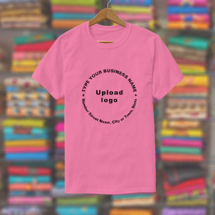 Business Brand in Round Pattern Text on Pink T-Shirt