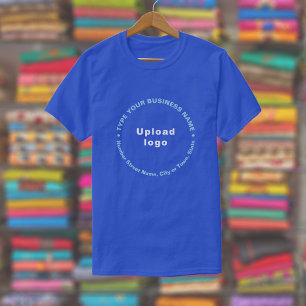 Business Brand in Round Pattern Text on Royal Blue T-Shirt