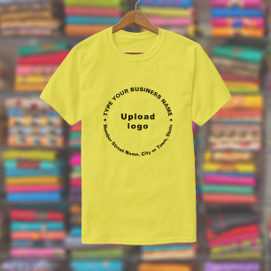 Business Brand in Round Pattern Text on Yellow T-Shirt