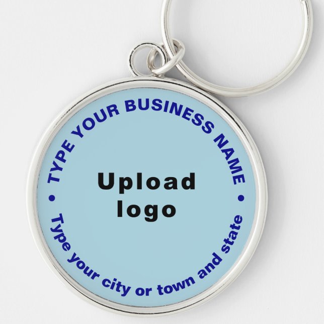 Business Brand Light Blue Round Premium Keychain (Front)
