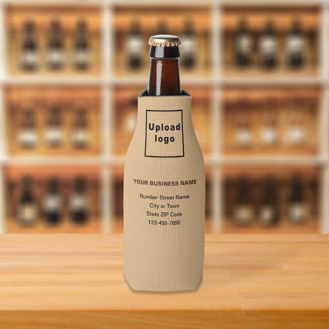 Business Brand Light Brown Bottle Cooler (Build brand name awareness. Your business brand on light brown bottle cooler.)