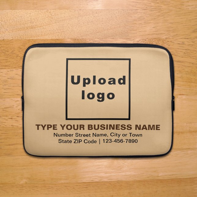 Business Brand Light Brown Laptop Sleeve (Your business brand on light brown laptop sleeve.)