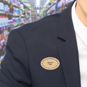 Business Brand Light Brown Oval Name Tag
