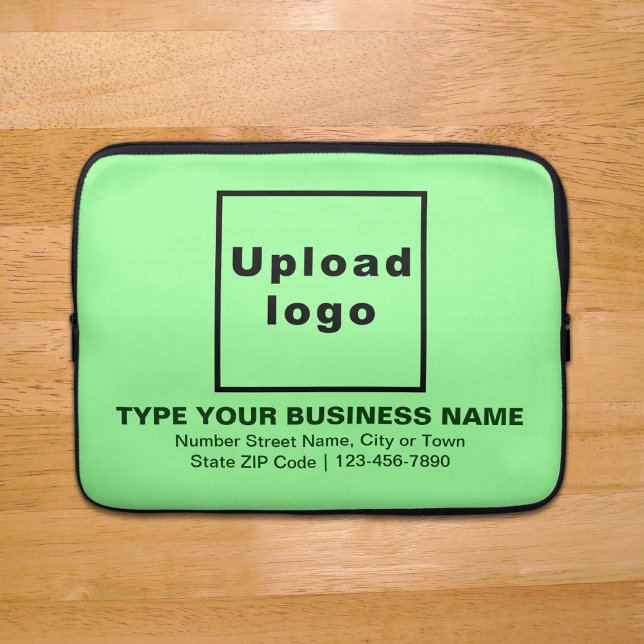 Business Brand Light Green Laptop Sleeve (Your business brand on light green laptop sleeve.)