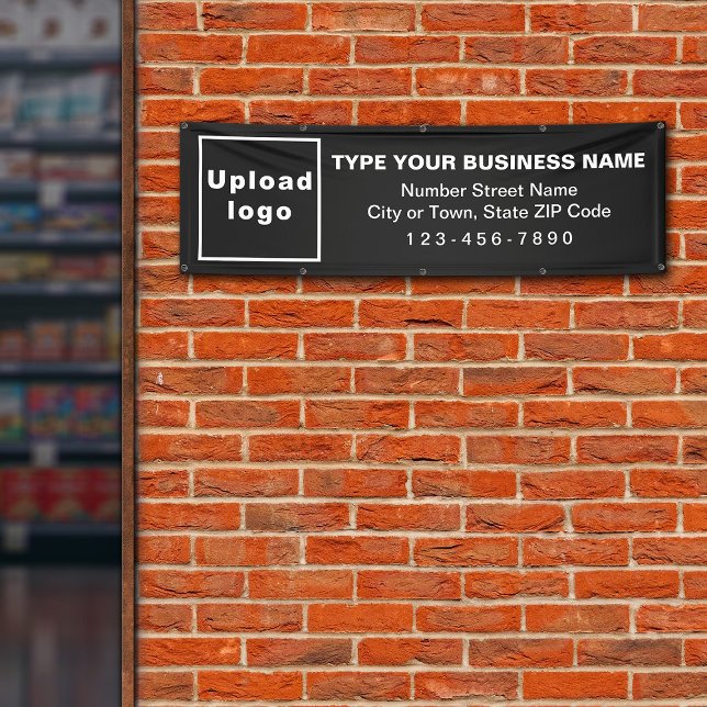 Business Brand on Black Long Banner (Black long banner with your business brand)