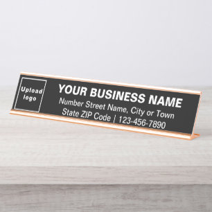 Business Brand on Black Long Desk Name Plate