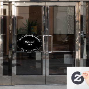 Business Brand on Black Oval Shape Window Cling