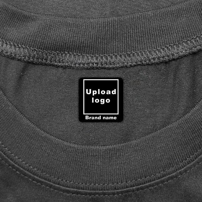 Business Brand on Black Square Clothing Label (Black square clothing label with your business brand)