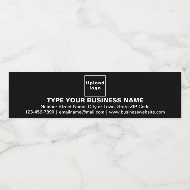 Business Brand on Black Water Bottle Label (Single Label)
