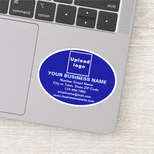 Business Brand on Blue Oval Shape Vinyl Sticker