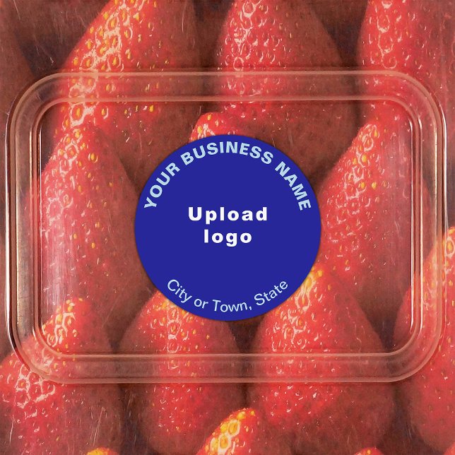 Business Brand on Blue Round Adhesive Label (Blue round adhesive label with your business brand)